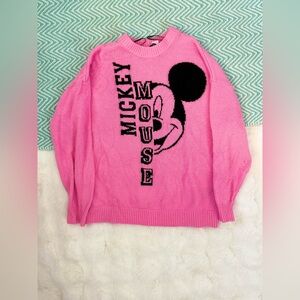 H&M jacquard-knit sweater pink mickey mouse